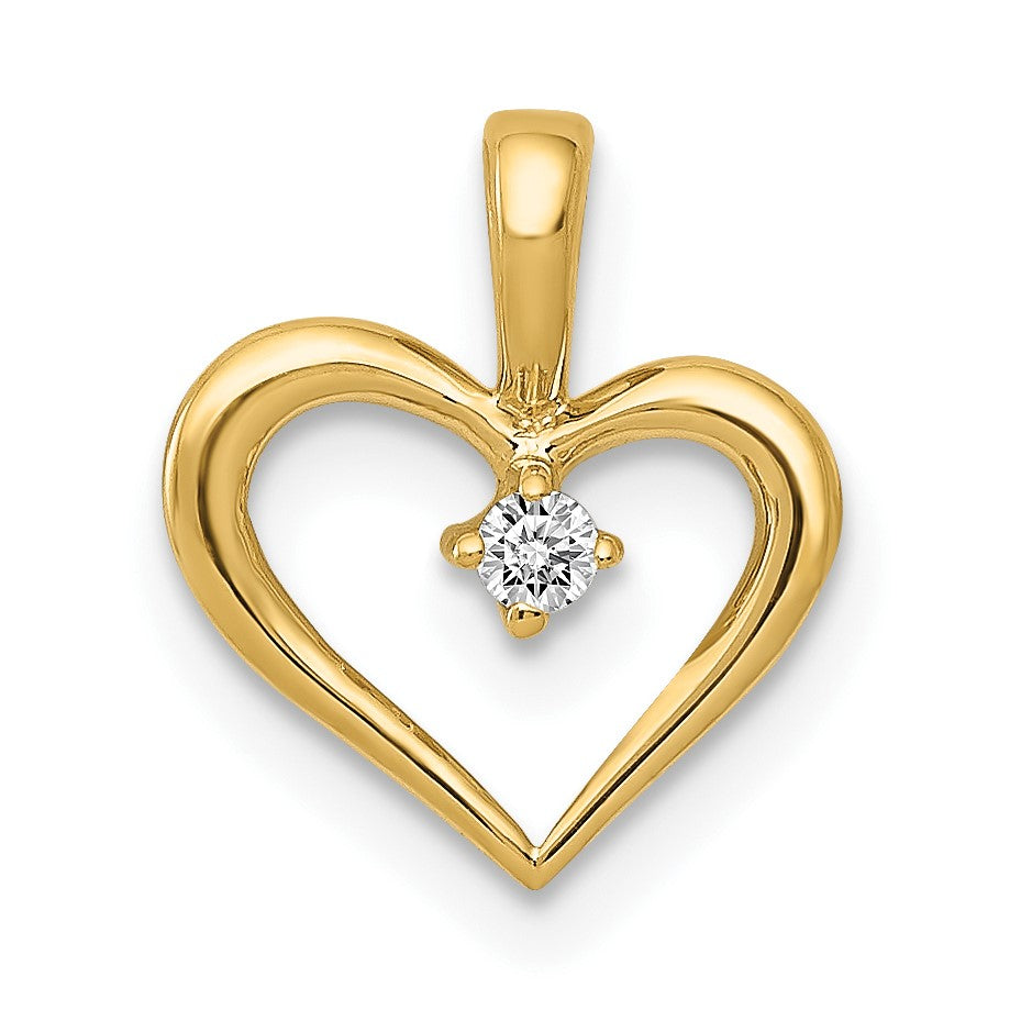 14K 1/20 carat AA Diamond Heart Pendant