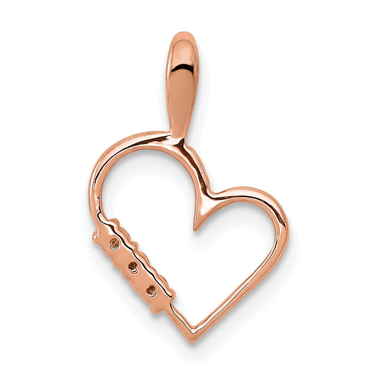 14k Rose Gold 1/20 carat AA Diamond Heart Pendant