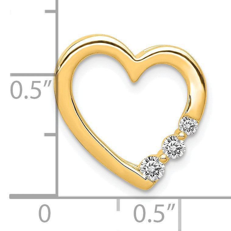 14k 1/6 carat Diamond 3-Stone Heart Chain Slide