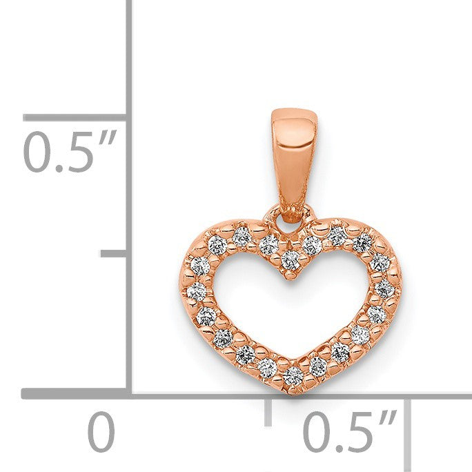 14k Rose Gold .03 carat Diamond Heart Pendant