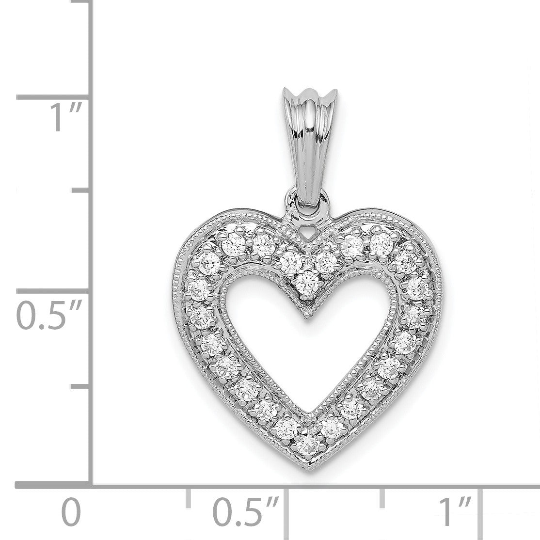 14k White Gold 1/3 carat Diamond Heart Pendant