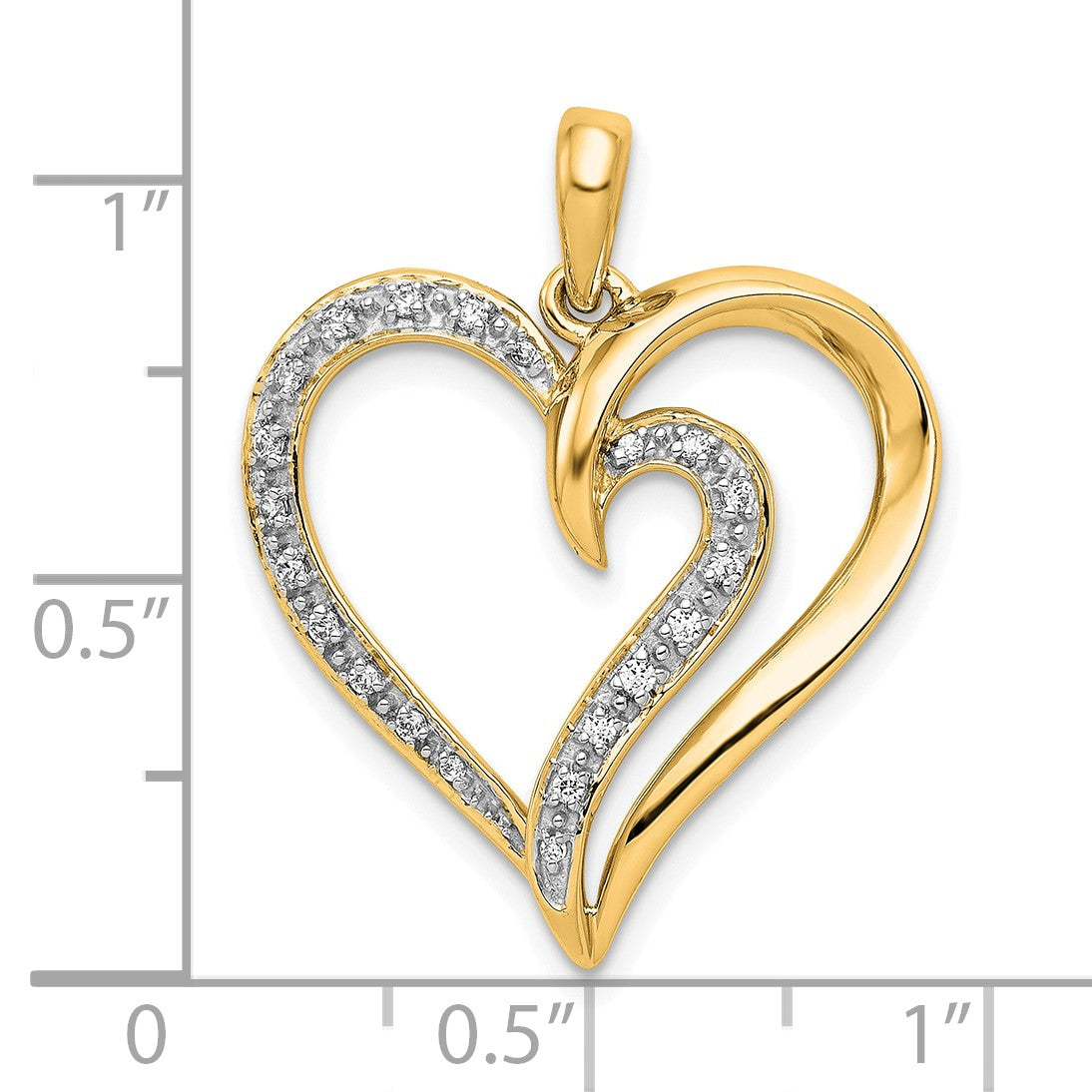 14k 1/10 carat Diamond Fancy Heart Pendant