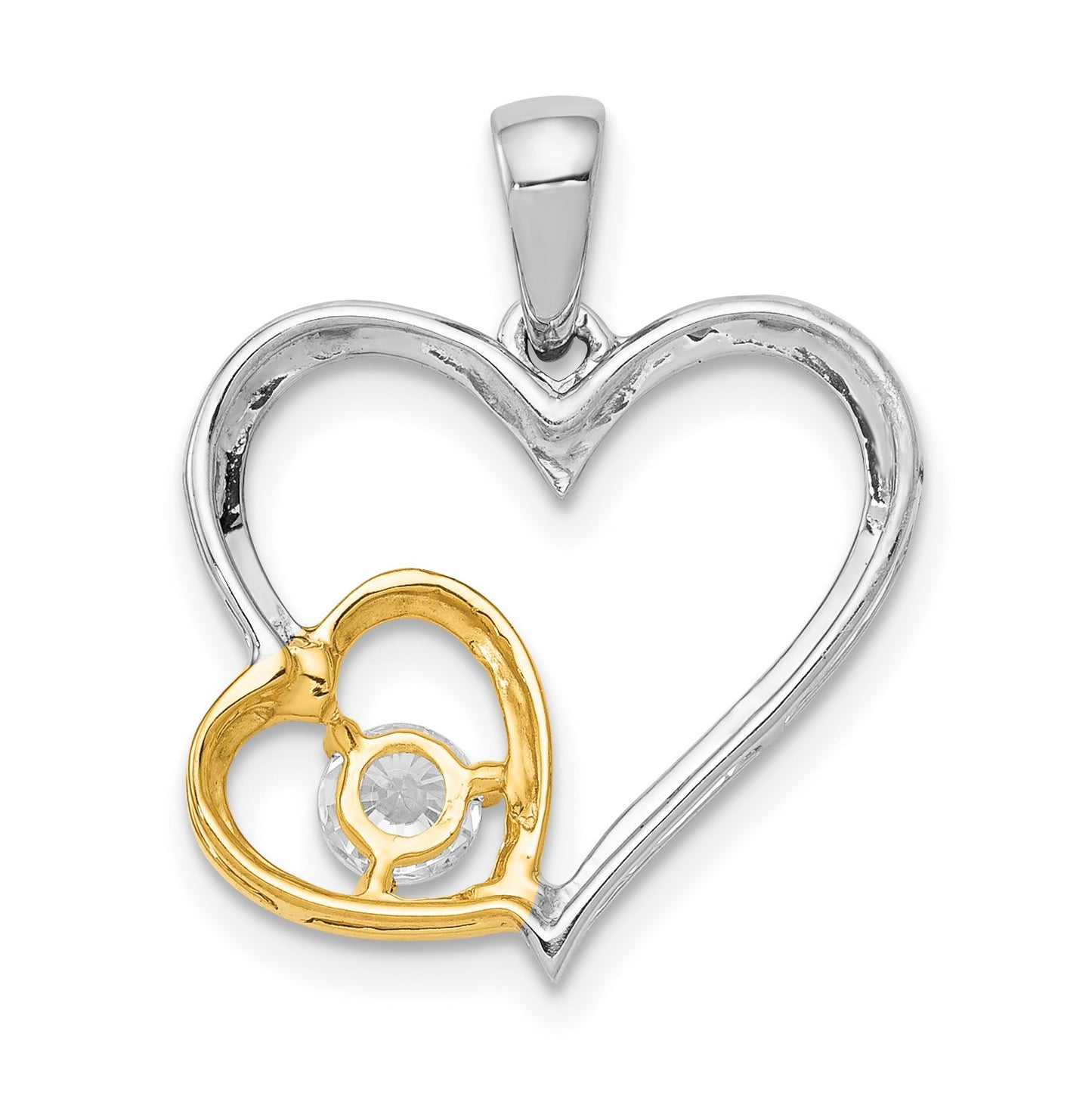 14k Two-Tone 1/5 carat Diamond Double Heart Pendant