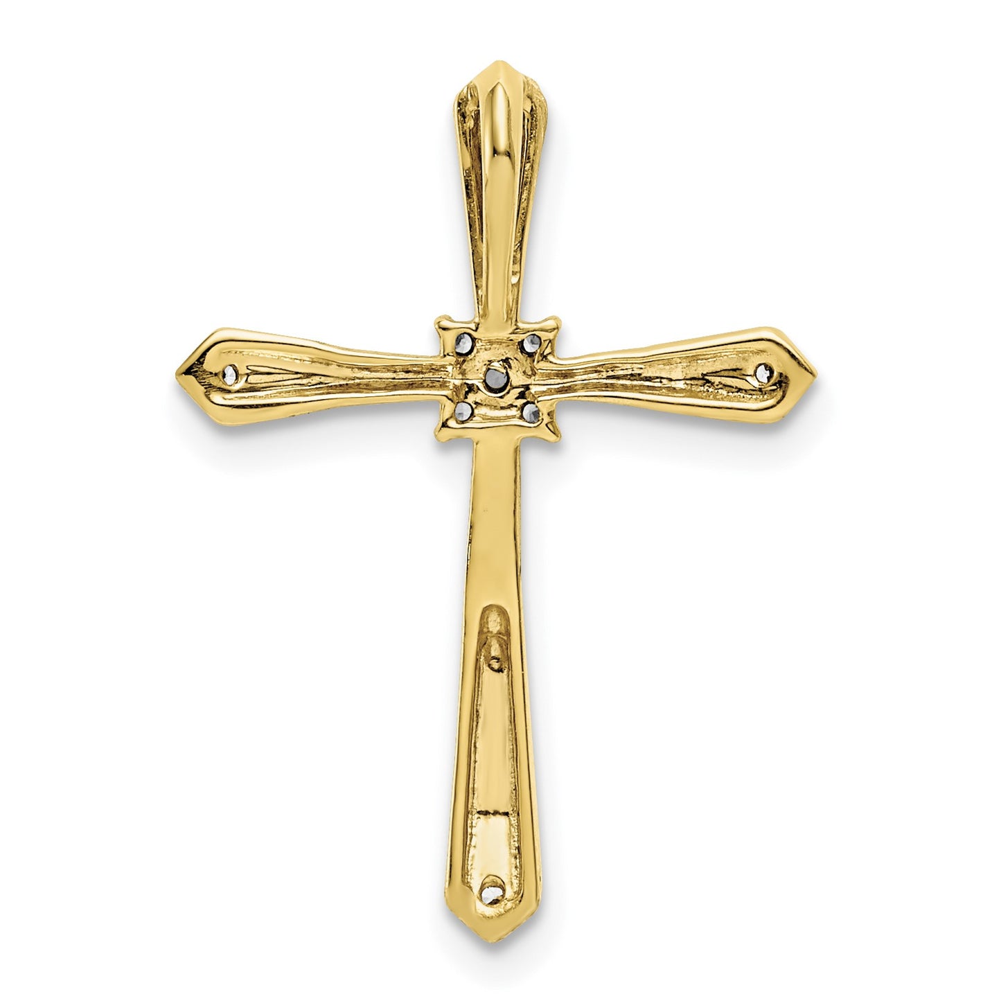 14k and White Rhodium 1/20 carat Diamond Cross Chain Slide