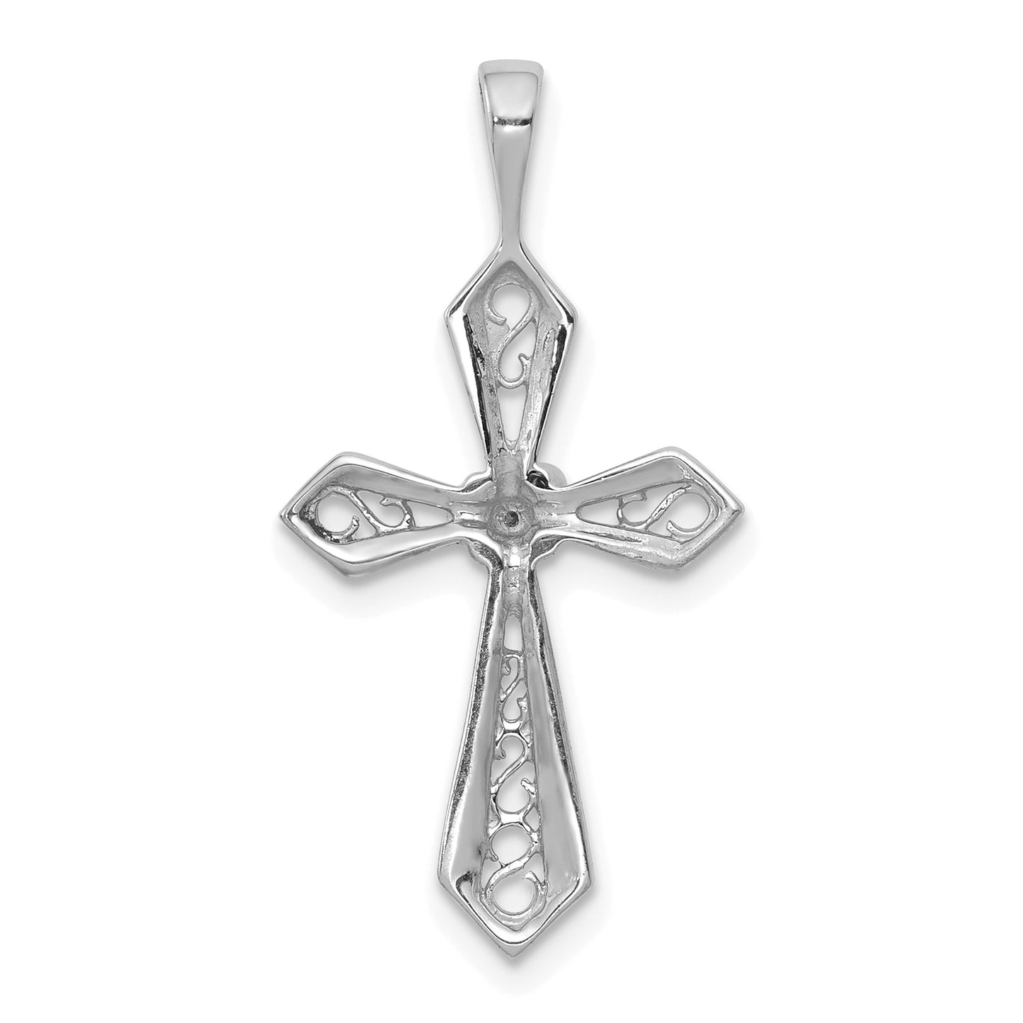 14k White Gold AA Diamond Passion Cross Pendant