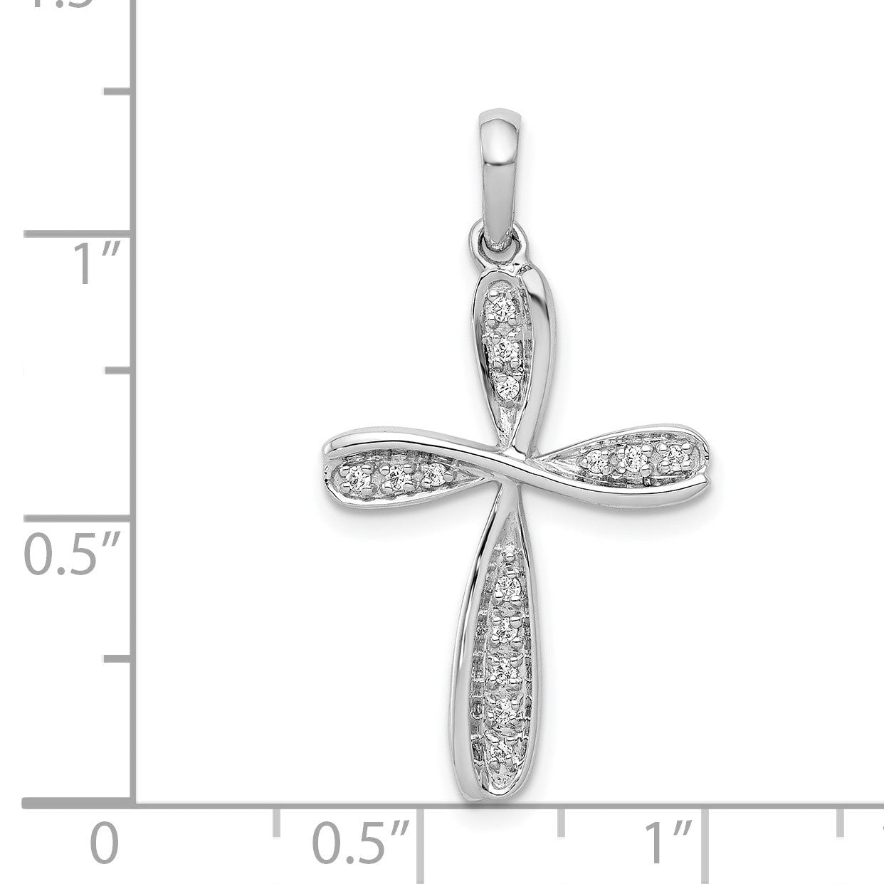 14k White Gold 1/15 carat Diamond Cross Pendant