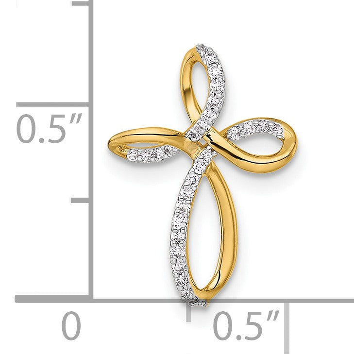 14k 1/10 carat Diamond Cross Chain Slide