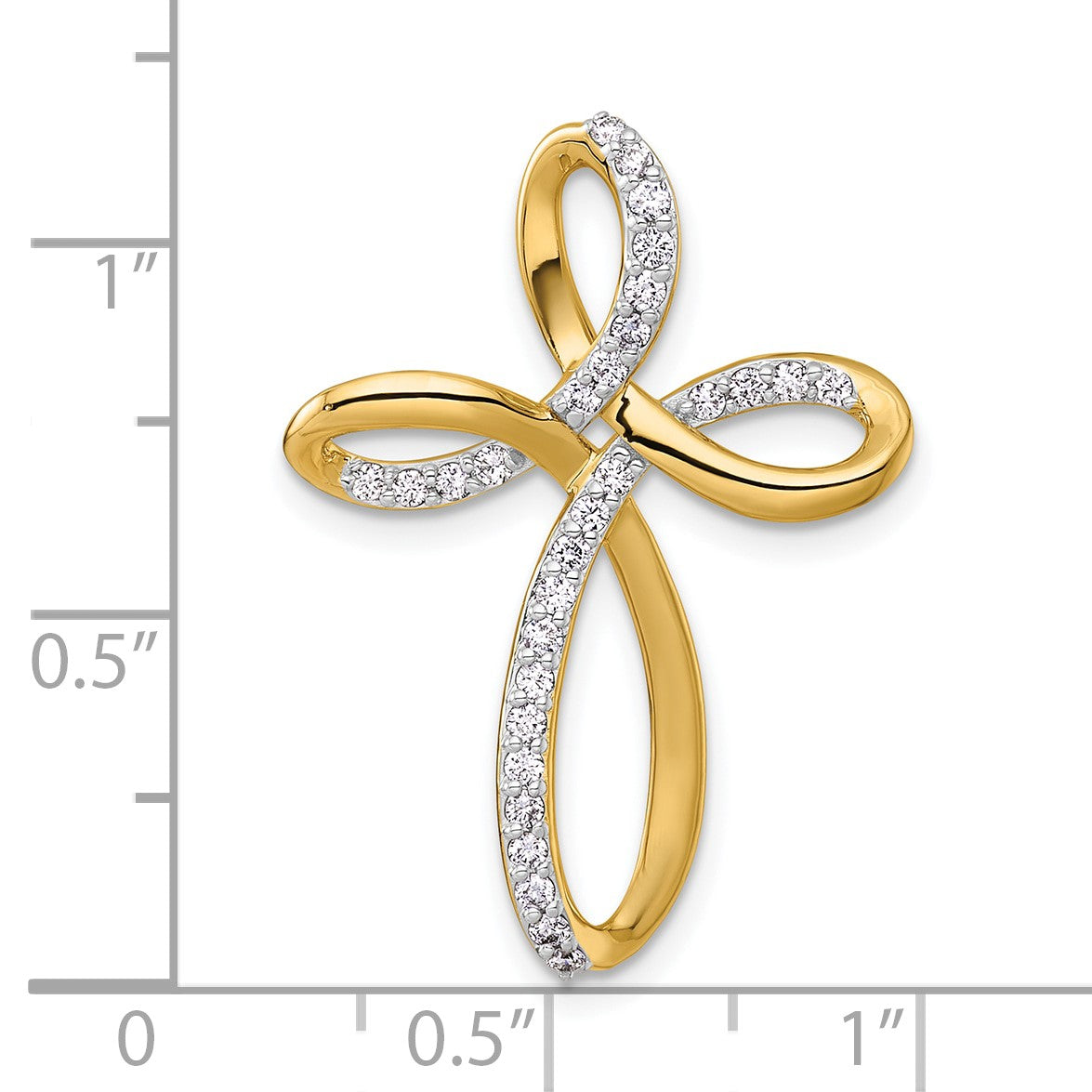 14k 1/3 carat Diamond Cross Omega Slide