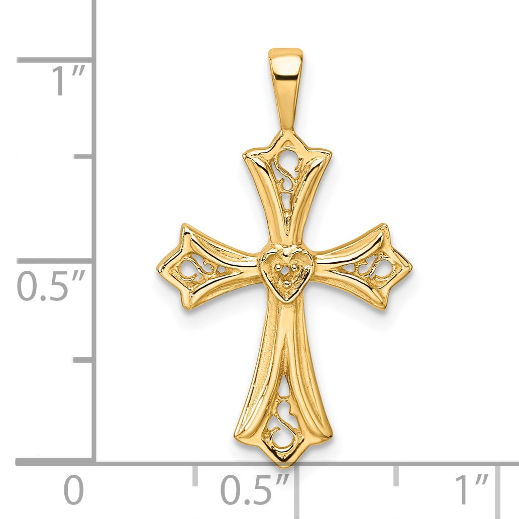 14k Cross with Heart Center Pendant Mounting