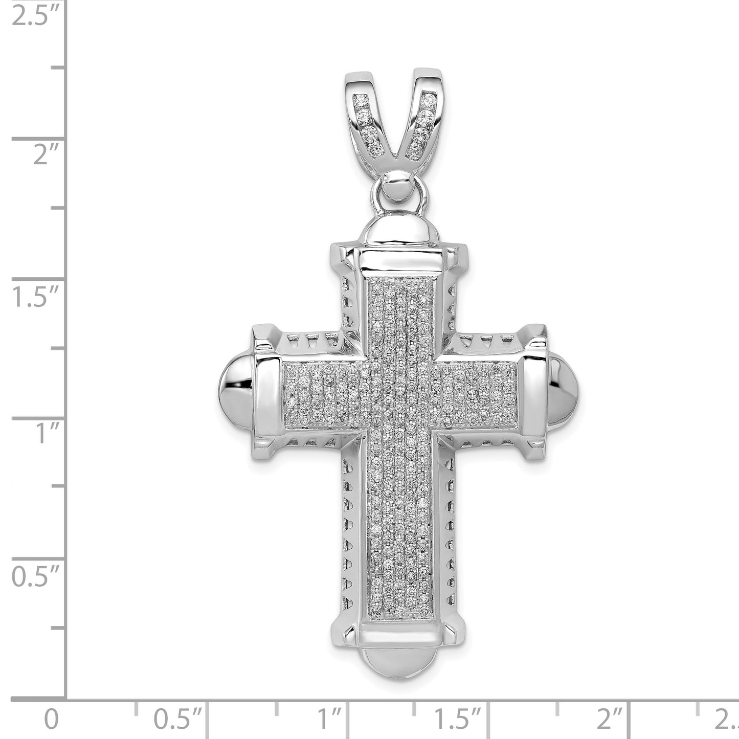 14k White Gold 7/8 carat Diamond Cross Pendant