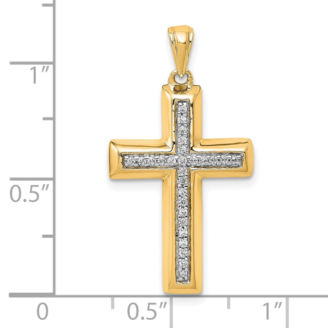 14k Large 1/10 carat Diamond Cross Pendant
