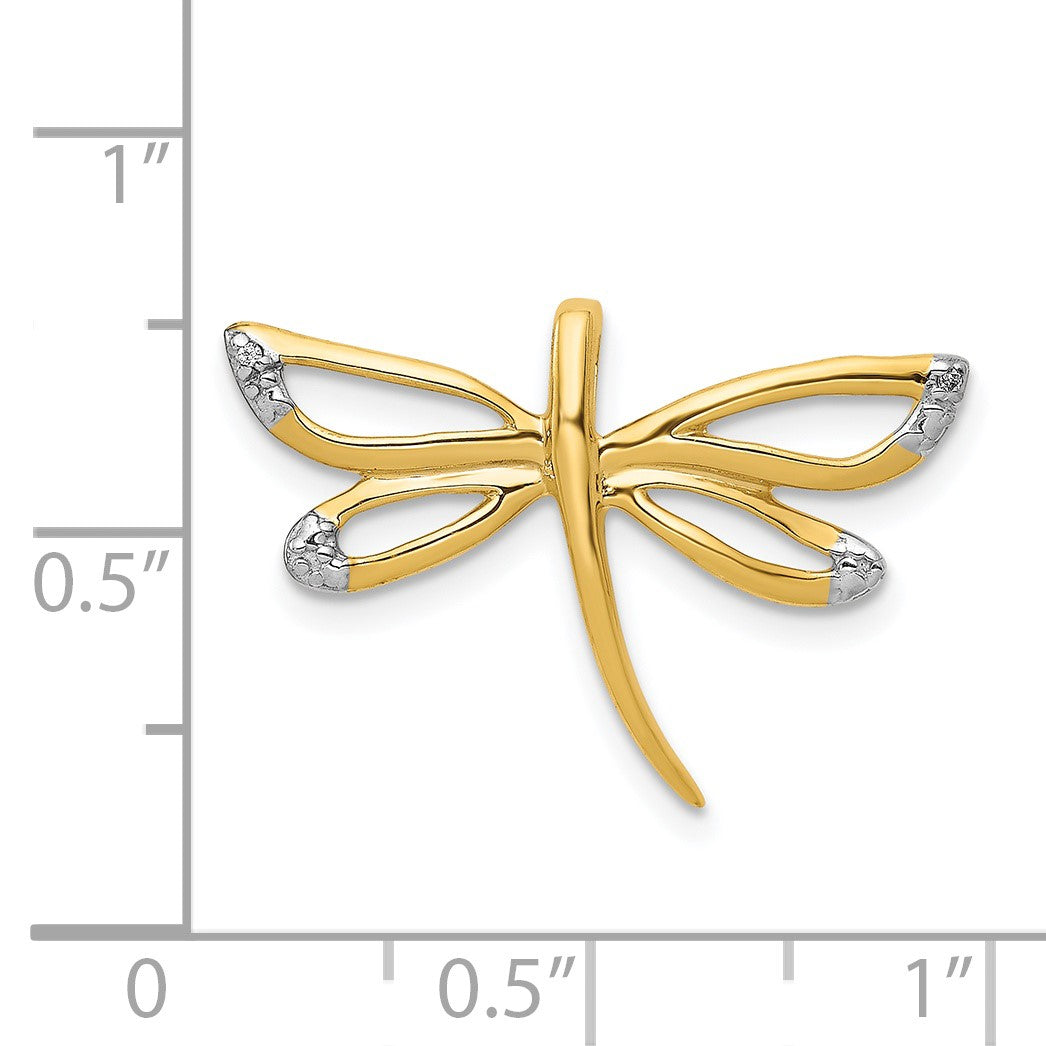 14k Diamond with Rhodium Accent Dragonfly Chain Slide