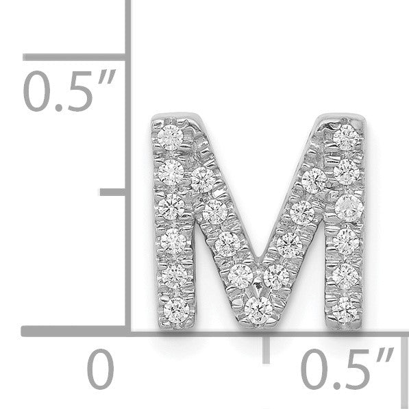 14K White Gold Diamond Letter M Initial Charm