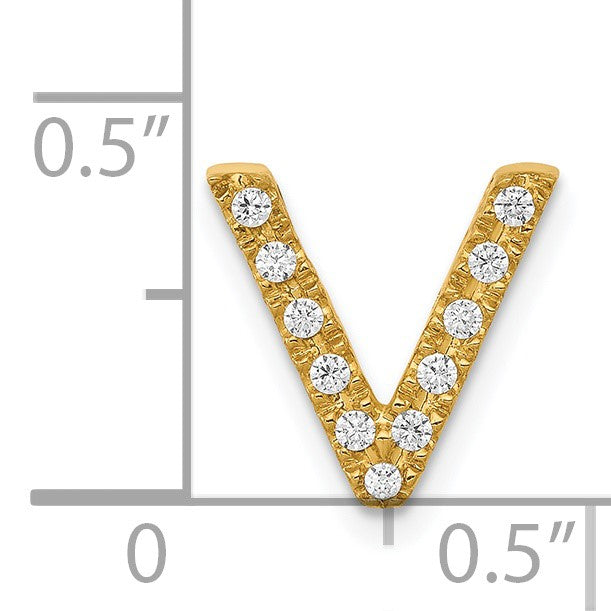 14K Diamond Letter V Initial Charm