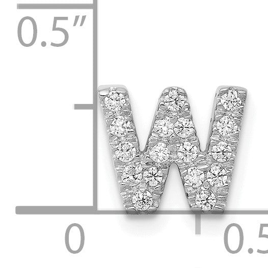 14K White Gold Diamond Letter W Initial Charm