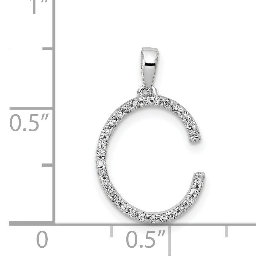 14K White Gold Diamond Letter C Initial Pendant
