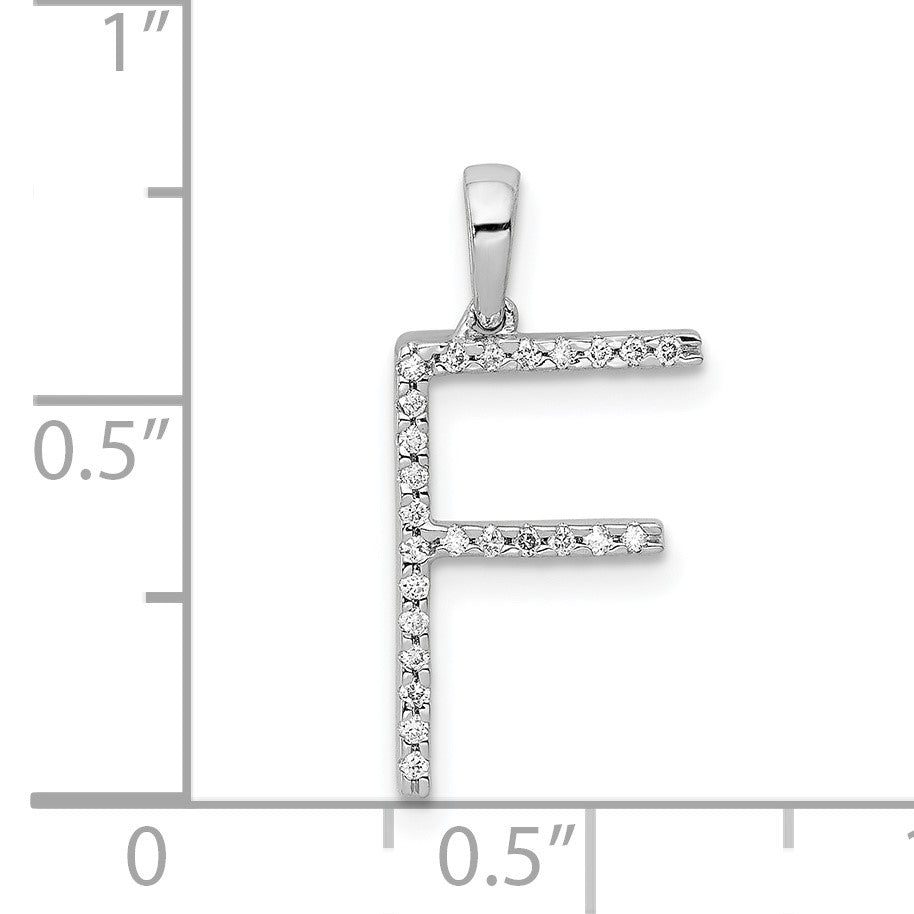 14K White Gold Diamond Letter F Initial Pendant