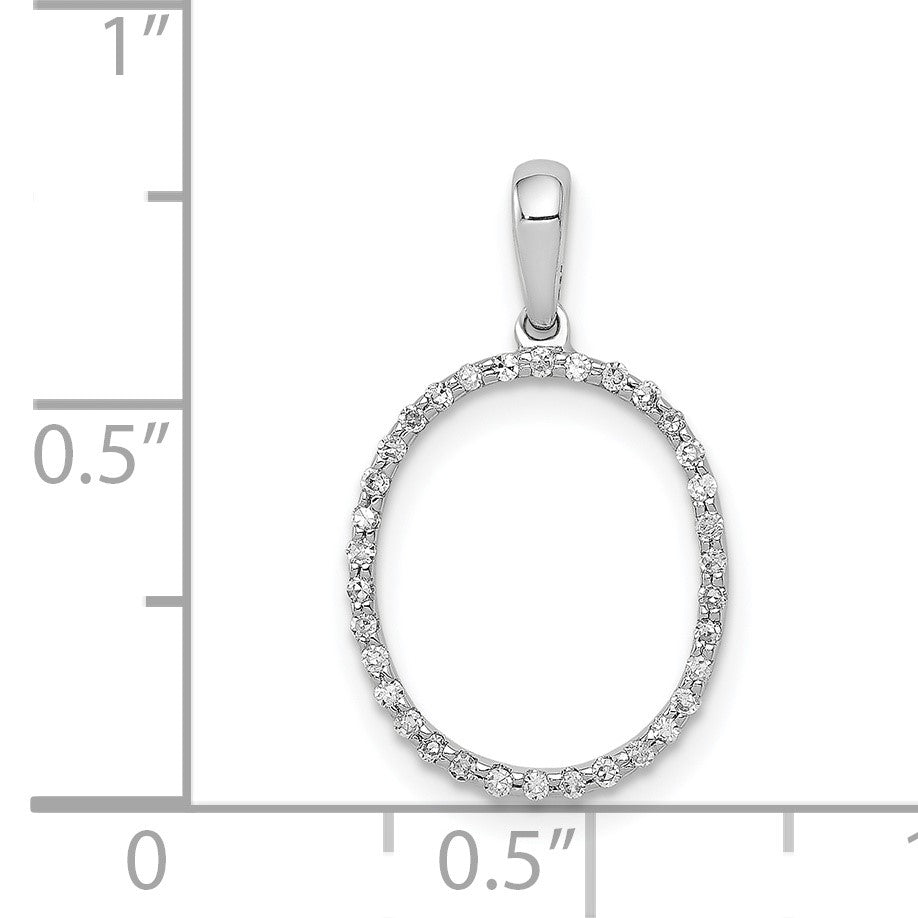 14K White Gold Diamond Letter O Initial Pendant