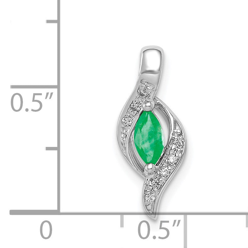 14k White Gold Diamond and Marquise Emerald Chain Slide