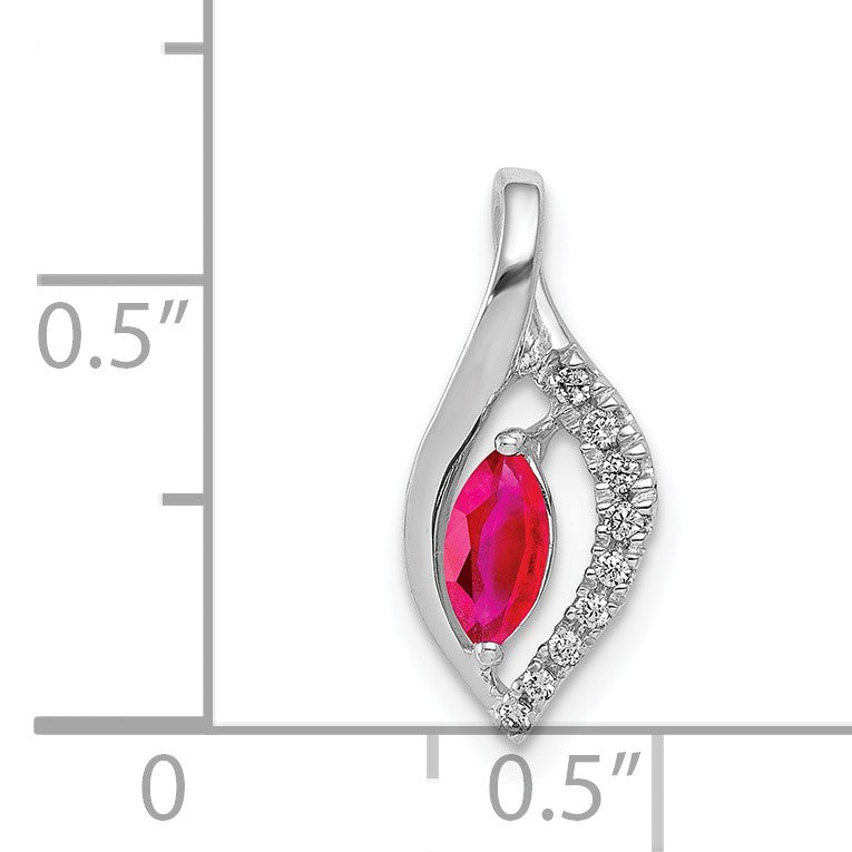 14k White Gold Diamond and .32 Marquise Ruby Chain Slide