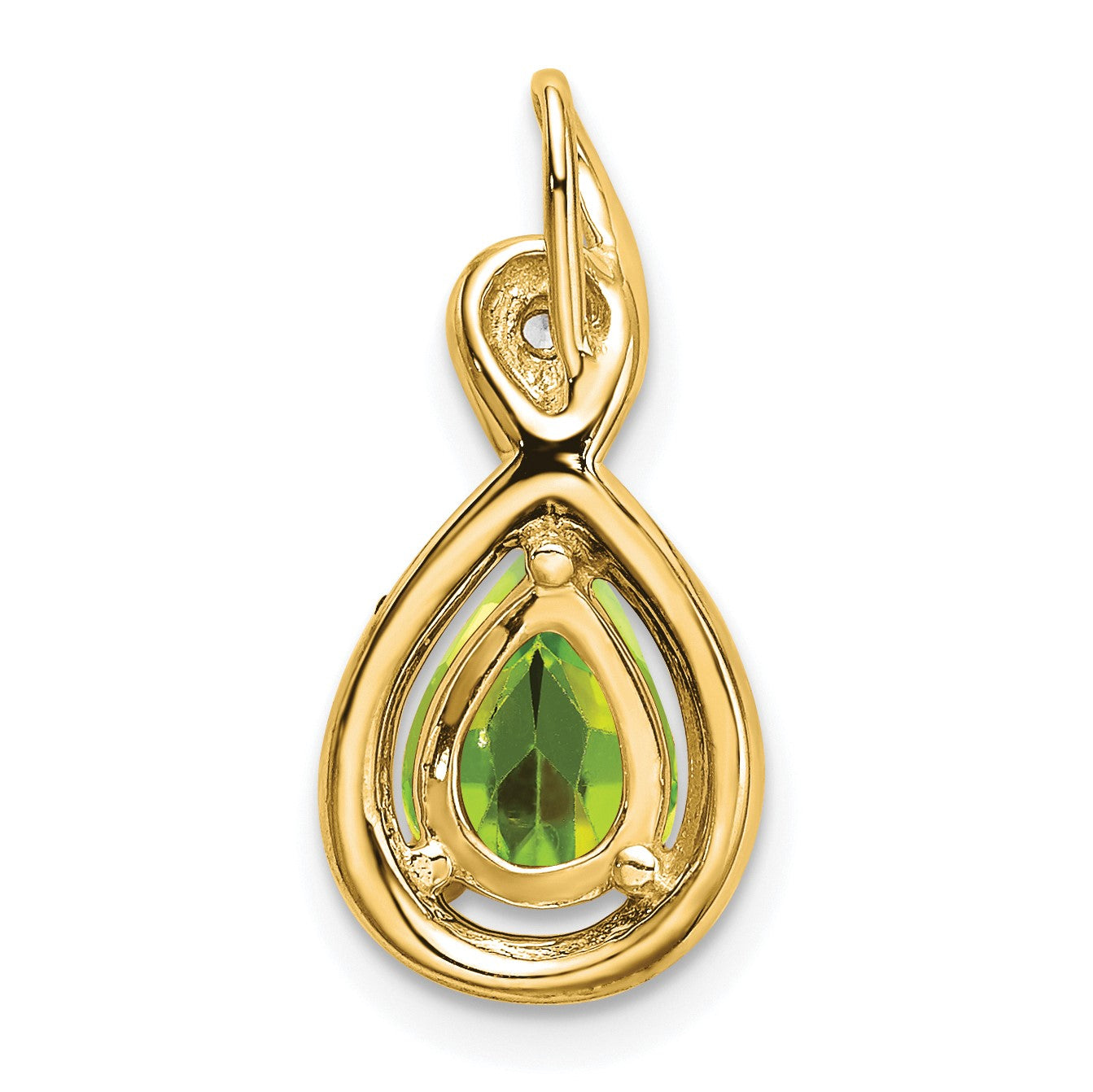 14k 8x6mm Pear Peridot and Diamond Chain Slide