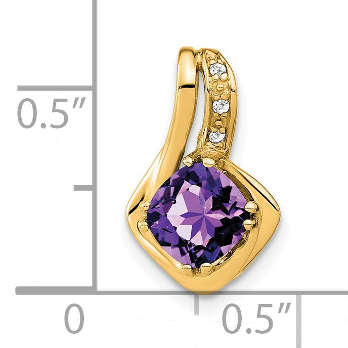 14k 6.4mm Cushion Amethyst and Diamond Chain Slide