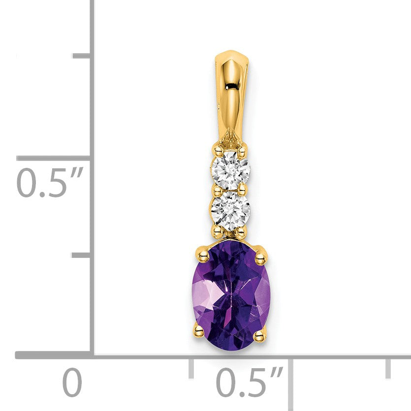 14K 7x5 Oval February/Amethyst and Diamond Pendant