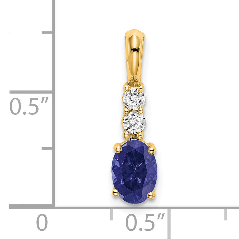14K 7x5 Oval September/Lab Created Sapphire and Diamond Pendant