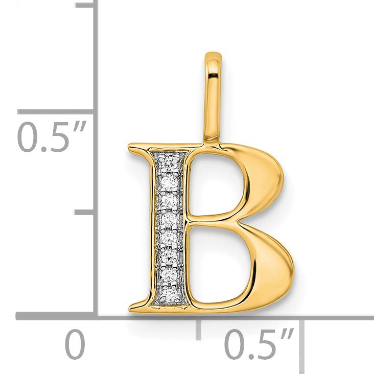 14k Diamond Letter B Initial Pendant