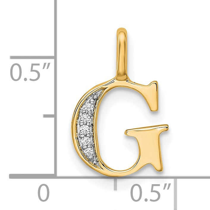 14k Diamond Letter G Initial Pendant