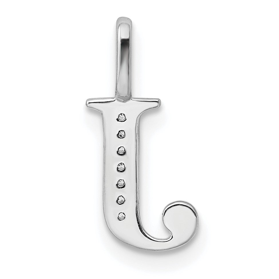 14K White Gold Diamond Letter J Initial Pendant