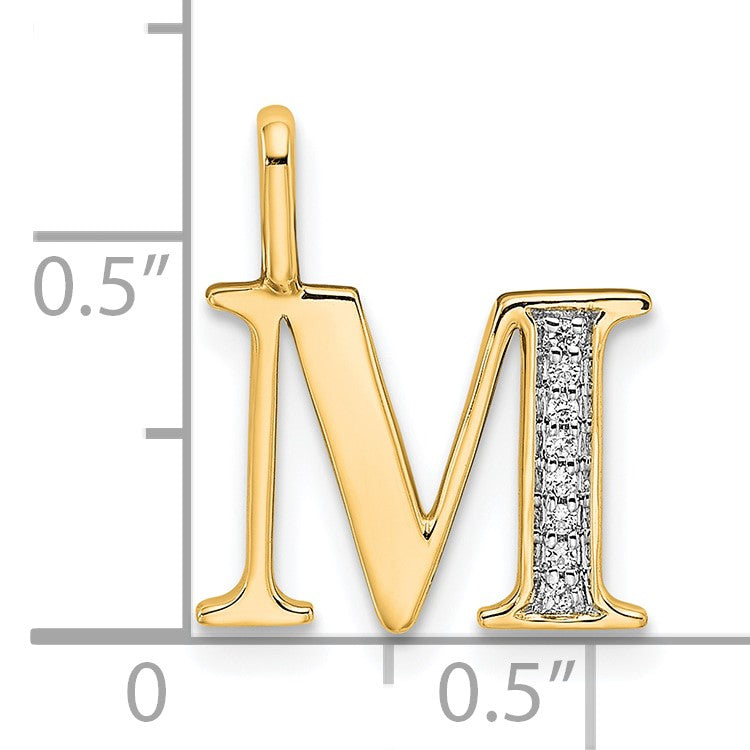 14k Diamond Letter M Initial Pendant