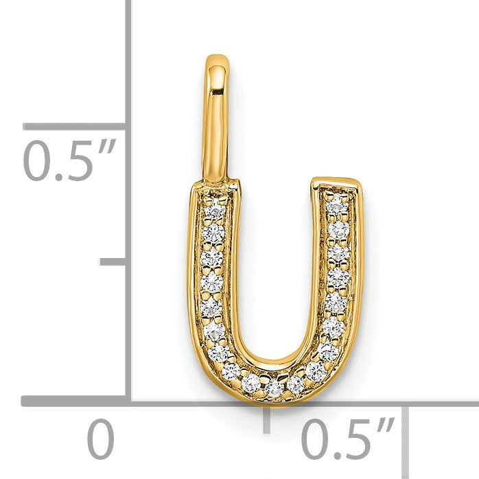 14K Gold Diamond Letter U Initial Pendant