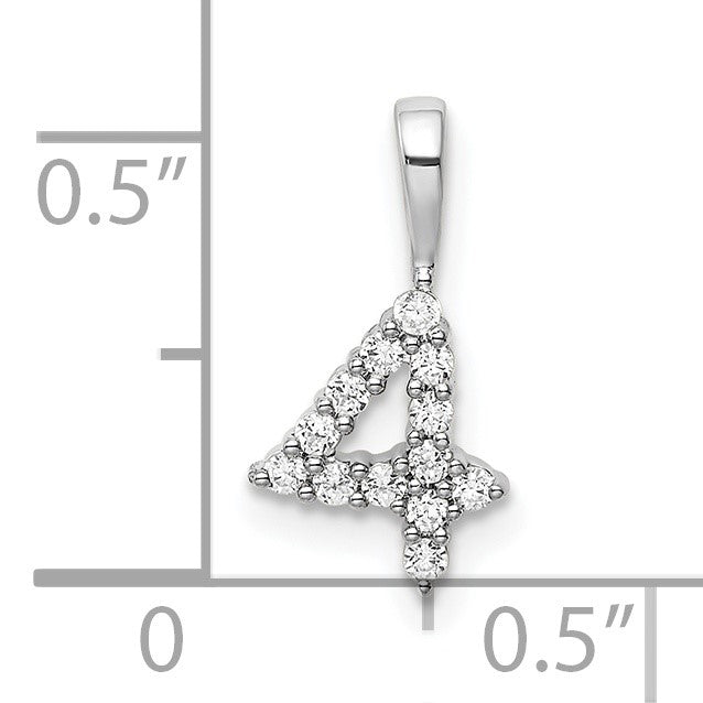 14k White Gold Diamond Number 4 Pendant