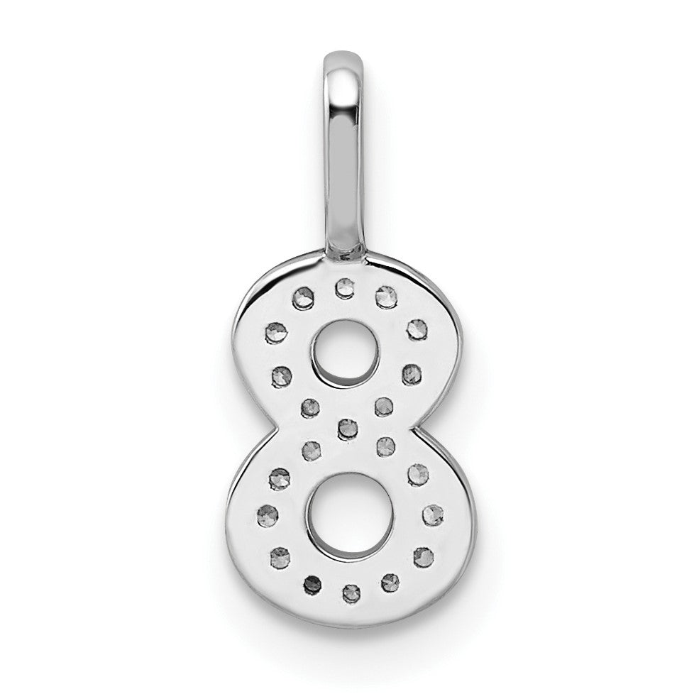 14k White Gold Diamond Number 8 Pendant