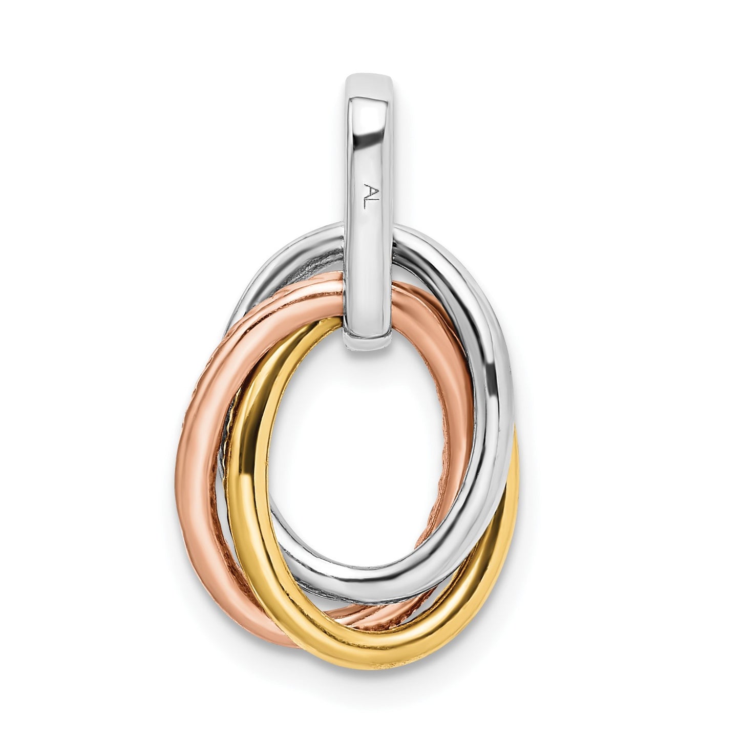 14k Tri-color 1/6 carat Diamond Three Oval Dangle Pendant