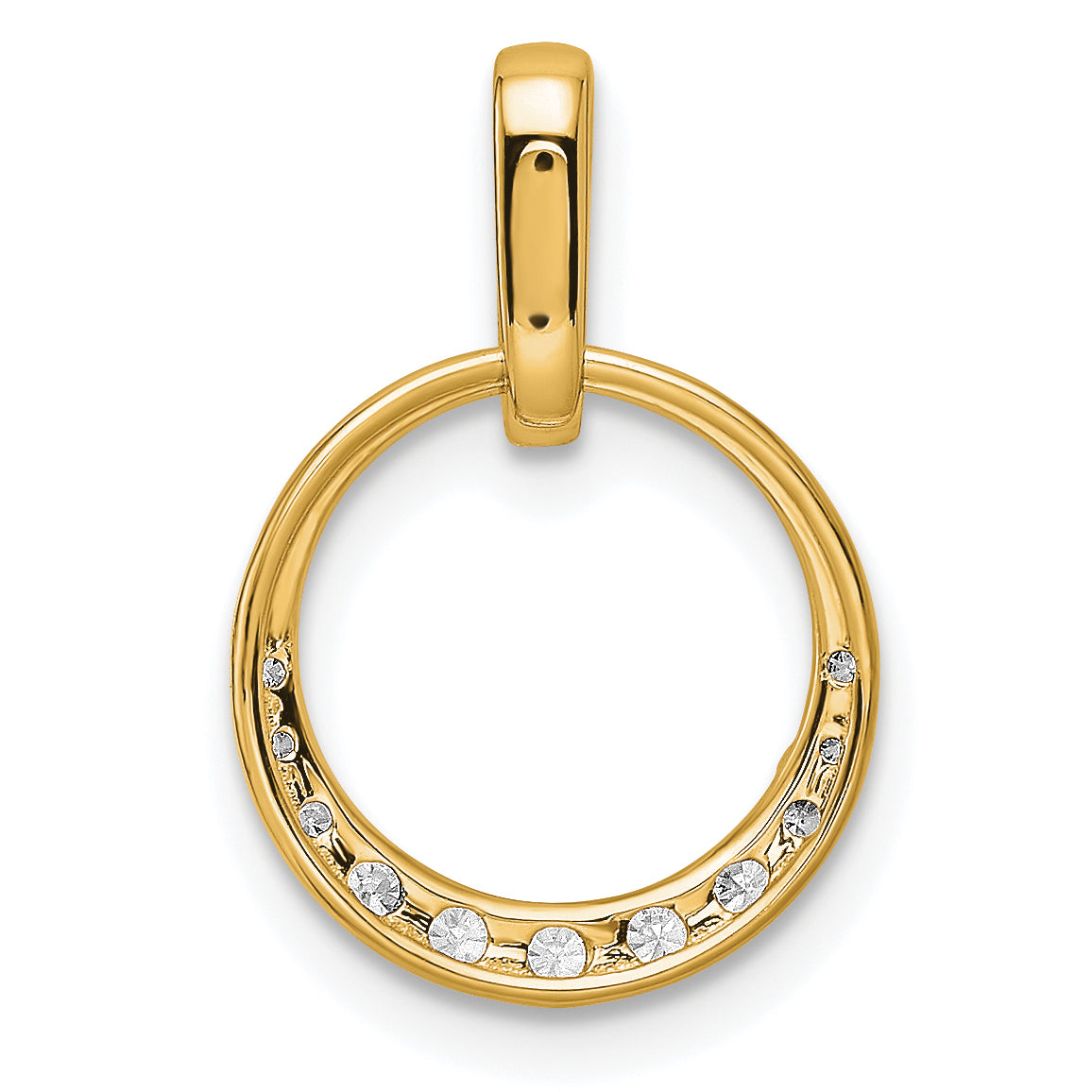 14k Polished 1/4 carat Diamond Circle Pendant
