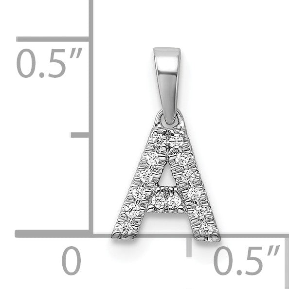 14K White Gold Diamond Letter A Initial with Bail Pendant