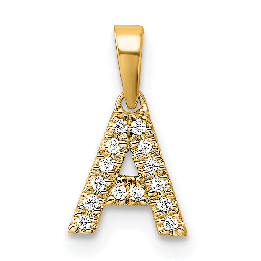 14K Diamond Letter A Initial with Bail Pendant