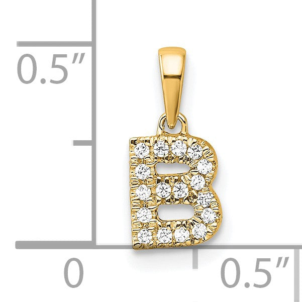 14K Diamond Letter B Initial with Bail Pendant