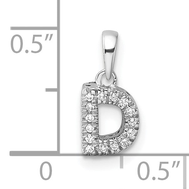 14K White Gold Diamond Letter D Initial with Bail Pendant