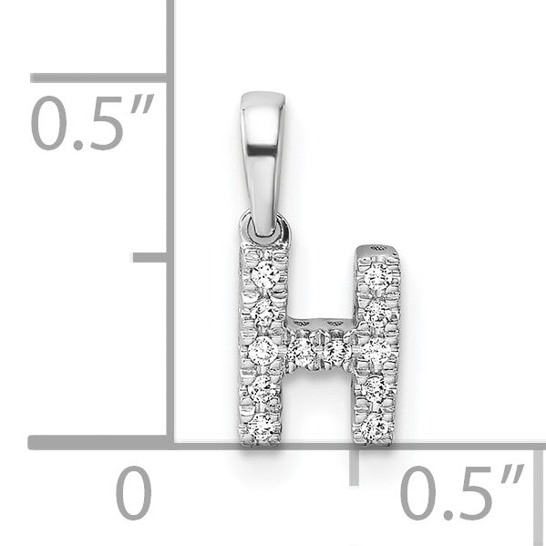 14K White Gold Diamond Letter H Initial with Bail Pendant