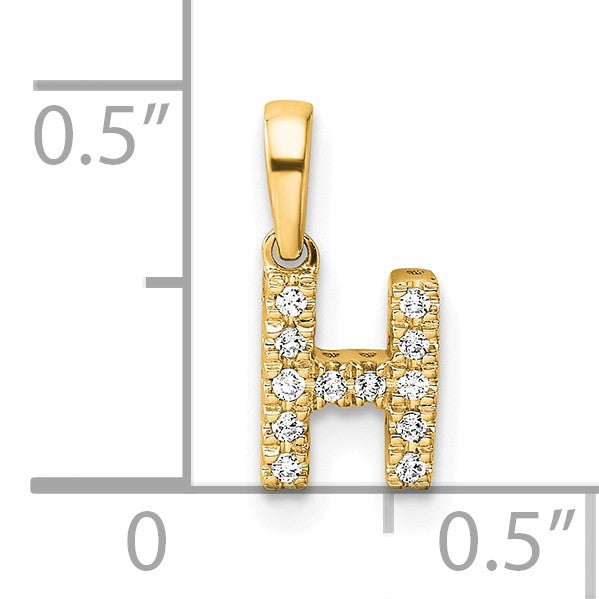14K Diamond Letter H Initial with Bail Pendant