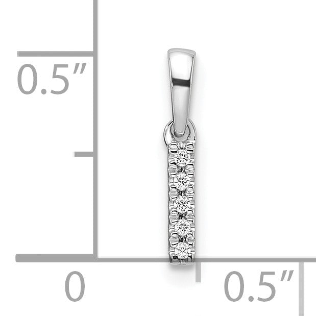 14K White Gold Diamond Letter I Initial with Bail Pendant