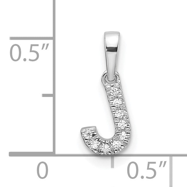 14K White Gold Diamond Letter J Initial with Bail Pendant