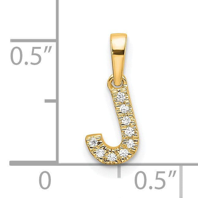 14K Diamond Letter J Initial with Bail Pendant