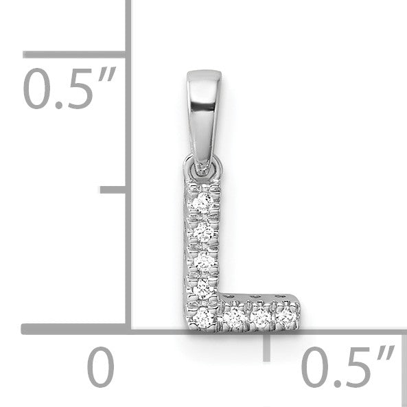 14K White Gold Diamond Letter L Initial with Bail Pendant