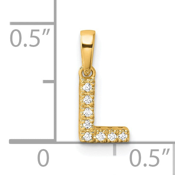 14K Diamond Letter L Initial with Bail Pendant