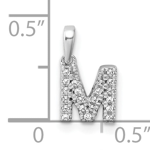14K White Gold Diamond Letter M Initial with Bail Pendant