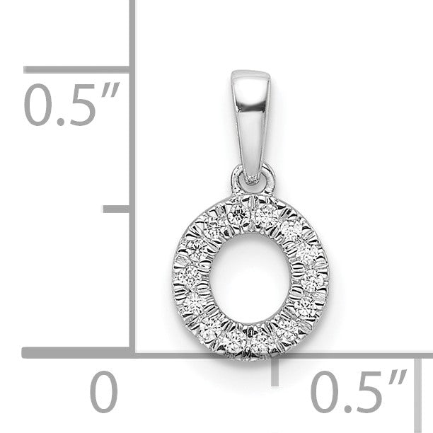 14K White Gold Diamond Letter O Initial with Bail Pendant